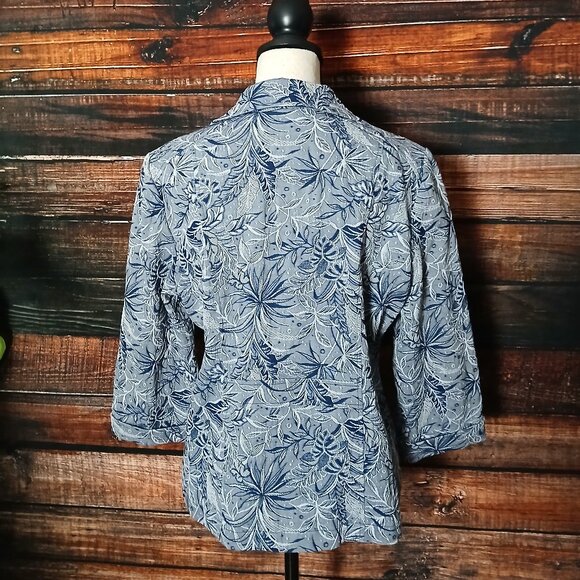 Chico's Blazer Jacket Size 1 US M Embroidered Botanical Button Front - Picture 4 of 10